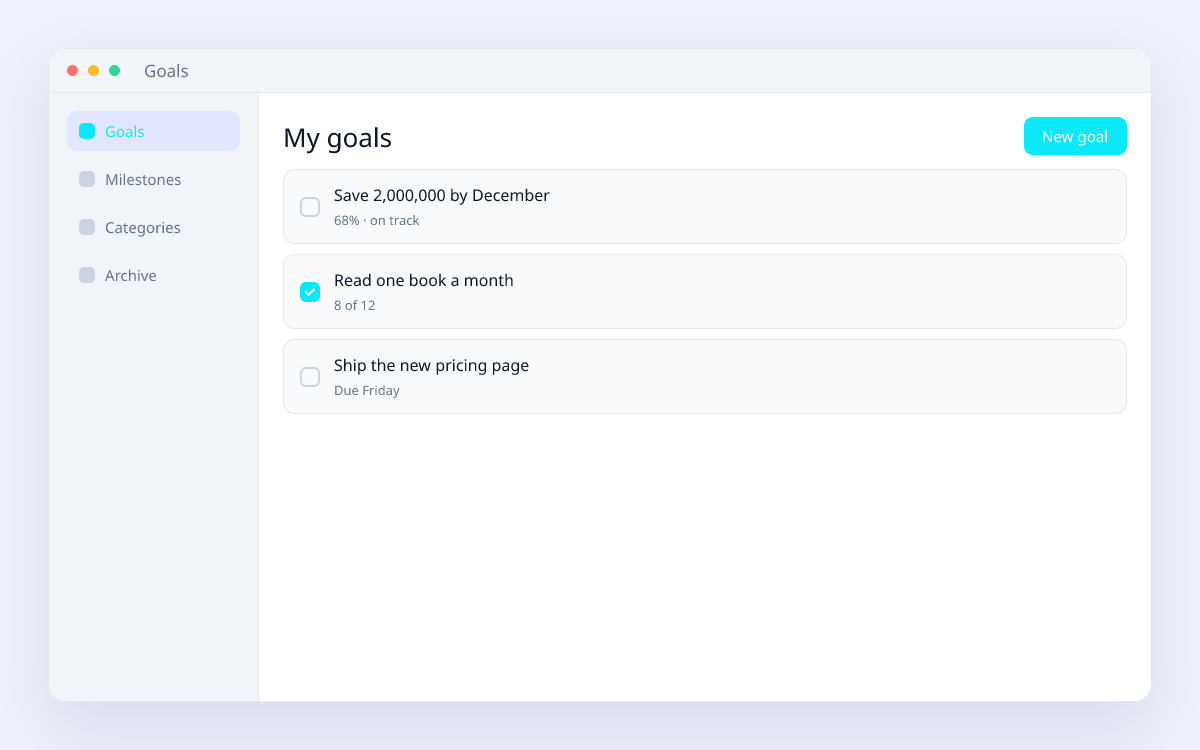 An illustration of Goals & Milestones in Hitaji 360